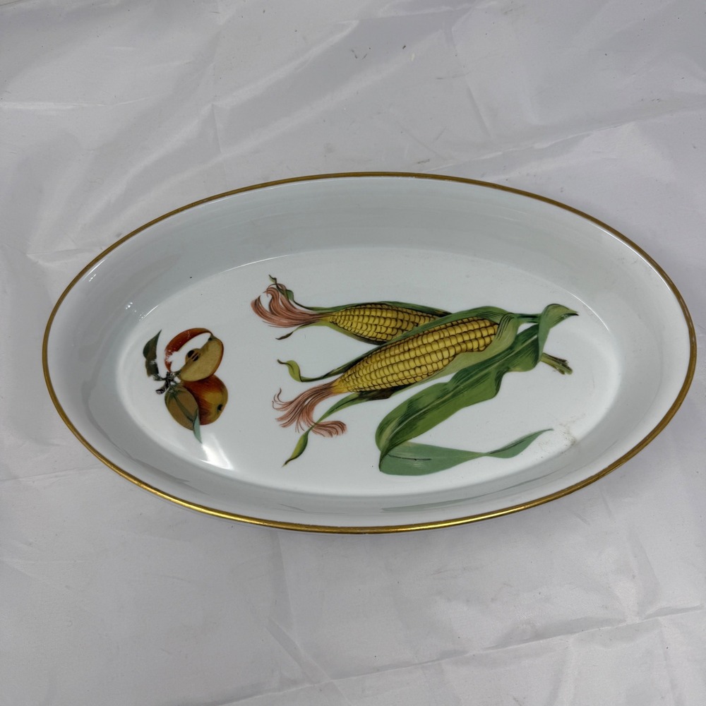 Vintage Royal Worcester Evesham Gold 12.5 " Oval Baking Serving Casserole Dish